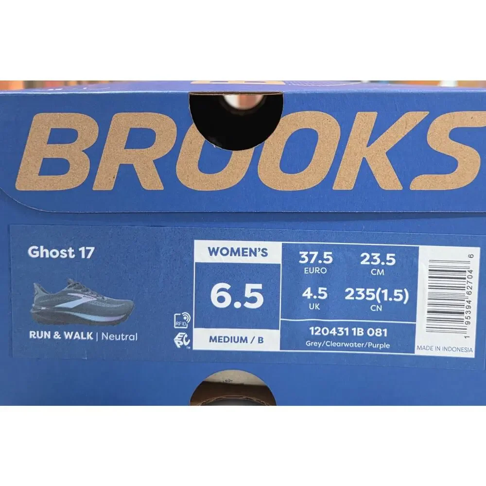 Brooks Ghost 17 Grey Clearwater Purple Size 6.5 Women's Running 120431 1B 081 - Picture 8 of 8